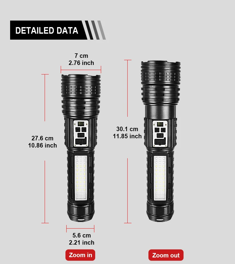 High Power Flashlight Super Big Rechargeable LED Searchlight Long Range Torch