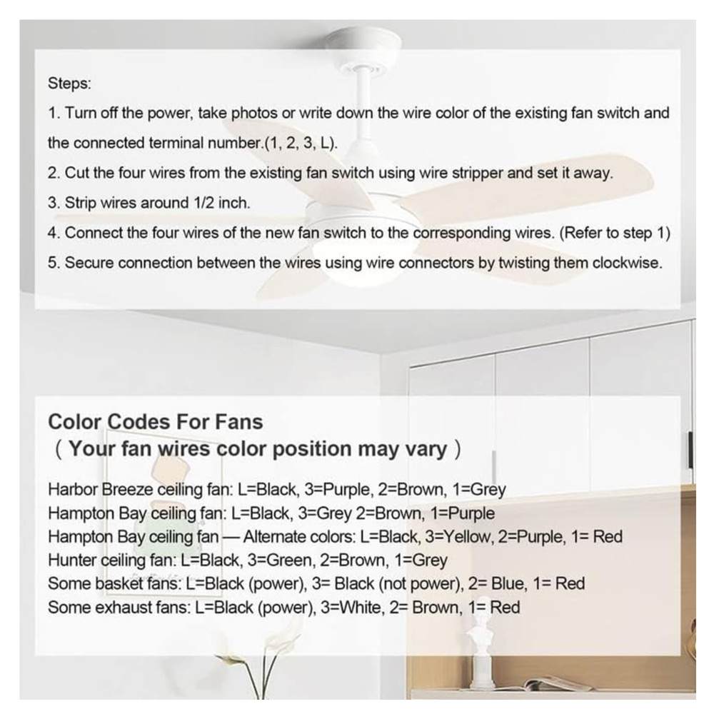 Ceiling Fan Switch Zing Ear ZE-208s E89885 3 Speed 4 Wire Pull Chain Switch Fan