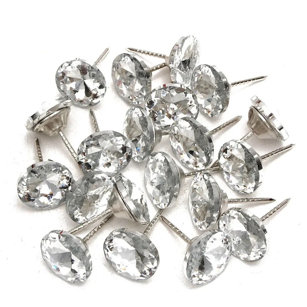 100pcs Diamond Pattern Buttons Crystal Upholstery Nails Button Tacks Studs Pins