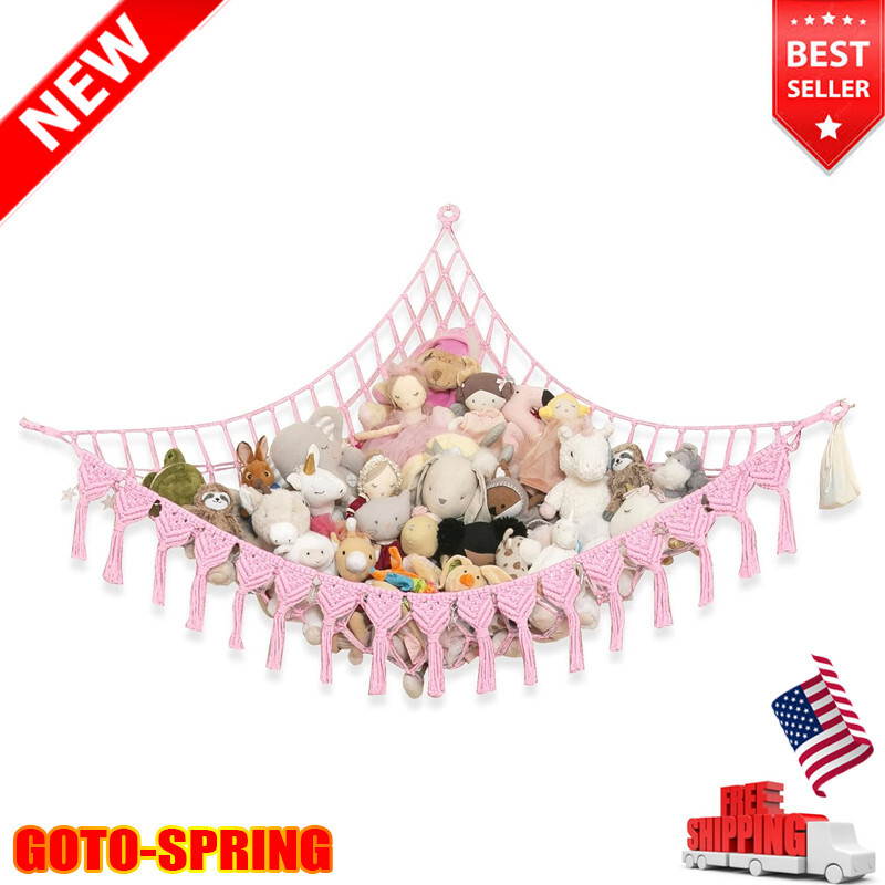 Extra Large Stuffed Animal Storage Hammock Corner W/ LED Light Hanging Toy Net