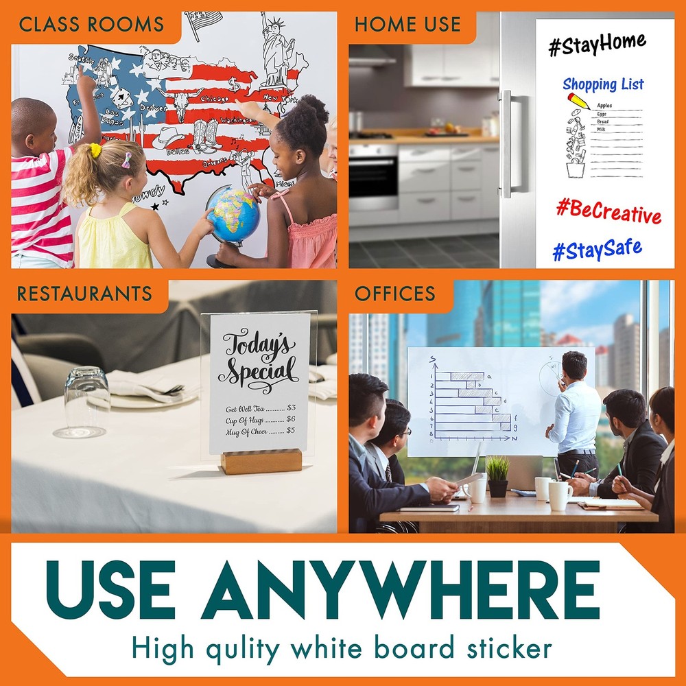 Davik - Multi-Purpose, Easy Cut and Setup Whiteboard Sticker - Customizable P...