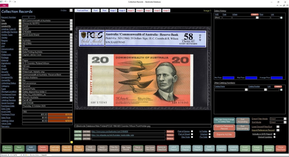 Banknote Collector Database Professional Software for Windows