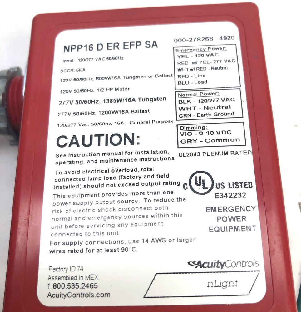 SA LIGHT RELAY EMERGENCY POWER PACK 120VAC