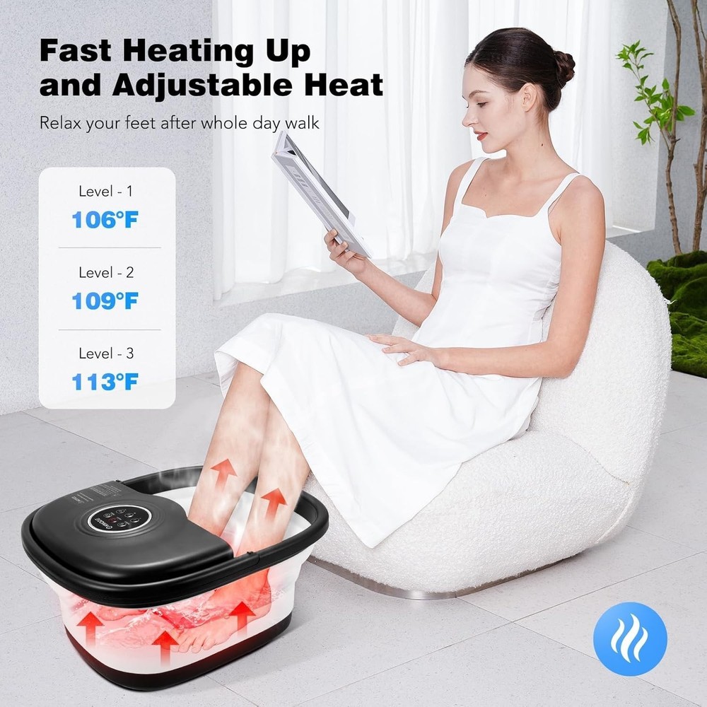 Collapsible Foot Spa Bath with Heat Remote Control Temperature Control Bubbles