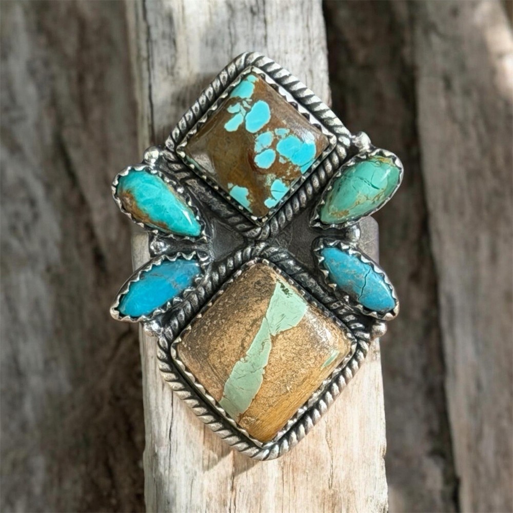 Royston Number 8 Kingman Turquoise Statement Ring Sterling Silver