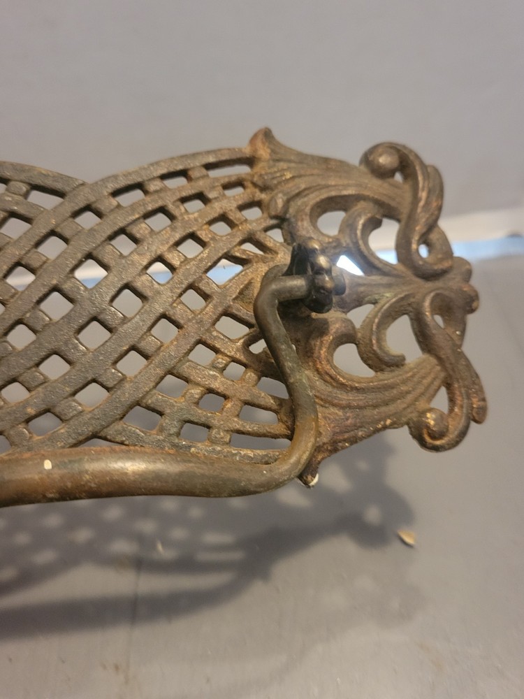 Antique Large Cast Brass Drawer Pull Scroll Victorian Patina Greco