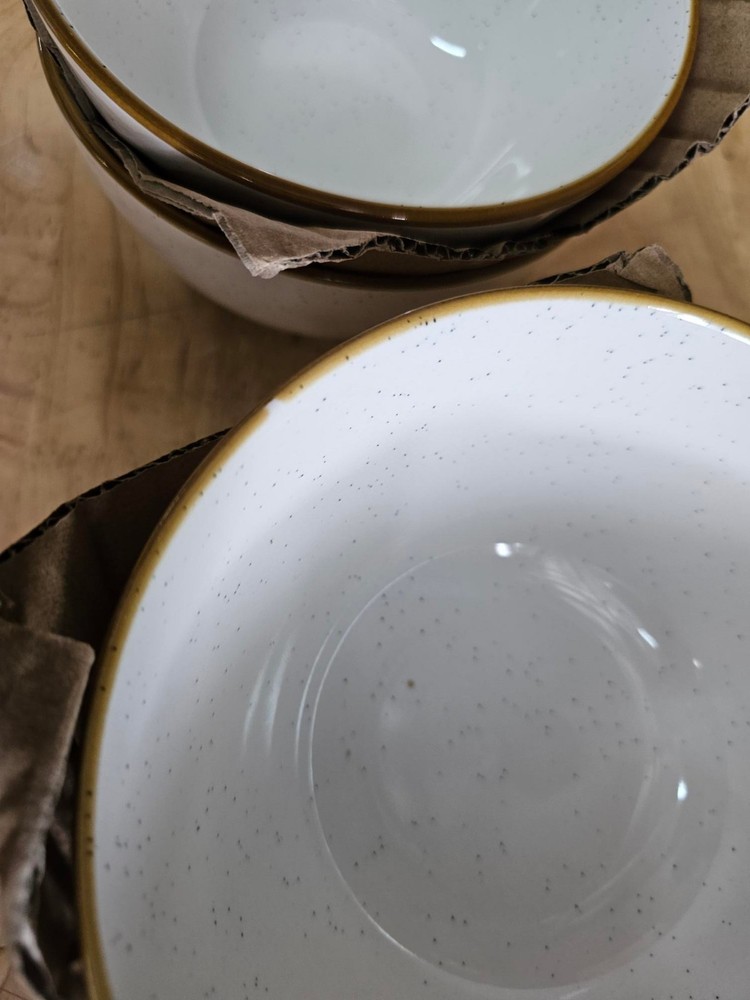 4 PACK - 6" Cereal Bowls - Over&Back Options Dinnerware Stoneware Speckled White