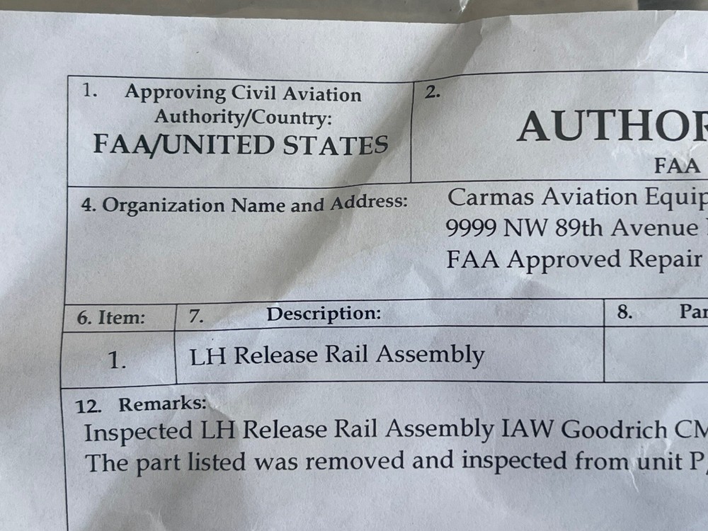 GOODRICH LH Release Rail Assembly LH