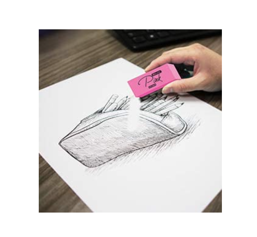 4 - BAZIC Pink Bevel Eraser 4 Pack