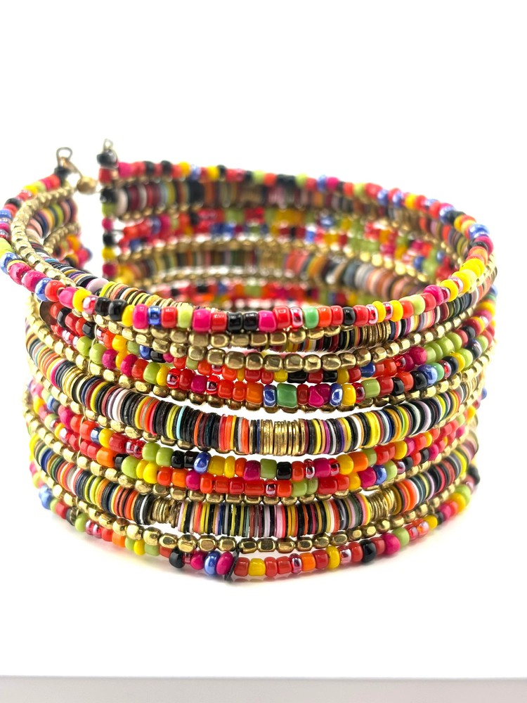 Multi Sequins & Bead Cuff Bracelet