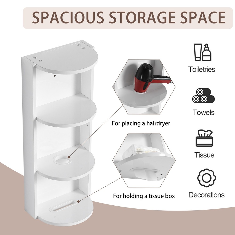 12" Bathroom Wall-Mounted Storage Rack, Float Mounting Design,(KD-Packing)