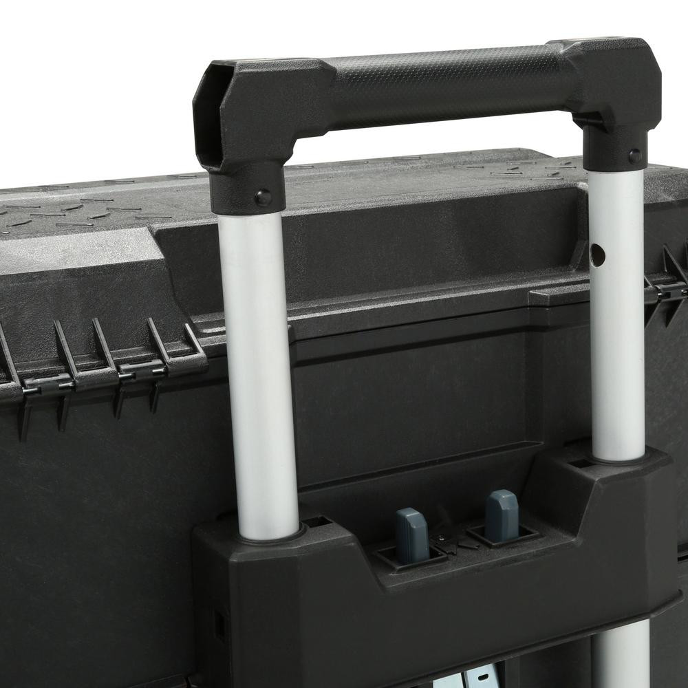22in Mobile Tool Box 4in1 Cantilever Storage Compartment Wheels Rolling Black