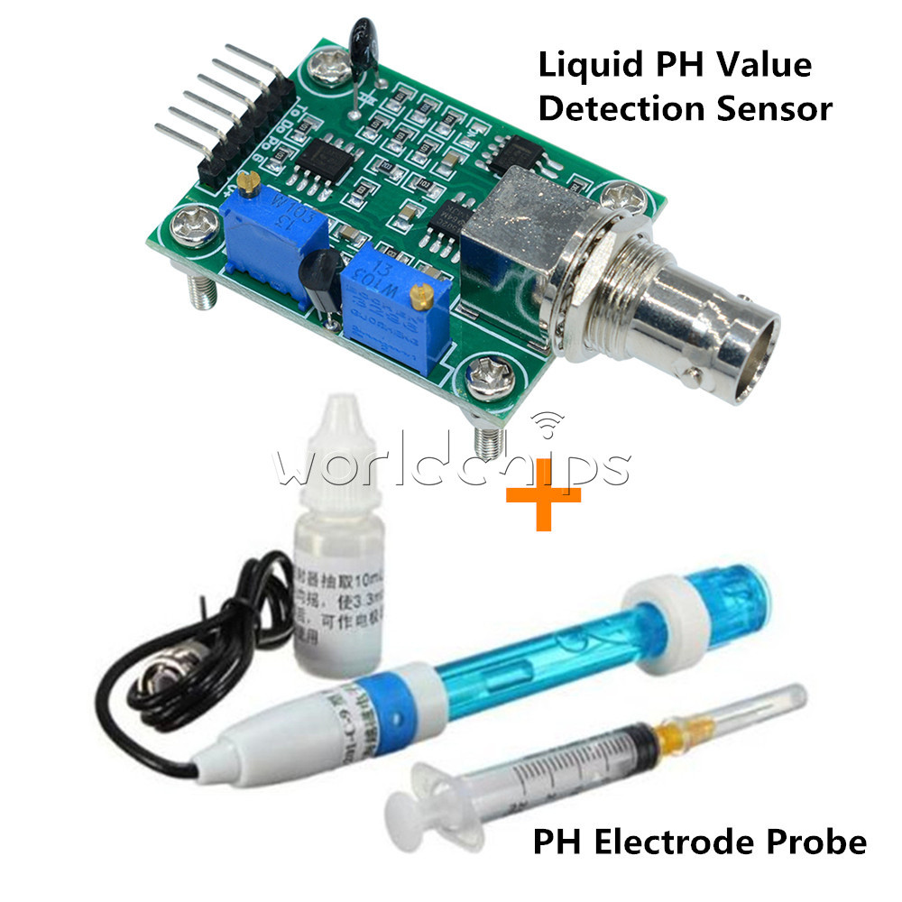 Blue/Black PH Electrode Probe + Liquid PH Value Detection Sensor BNC Module