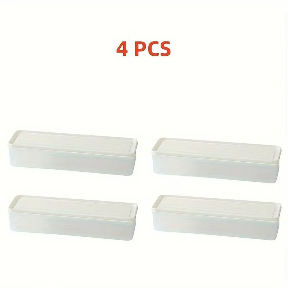 4Pcs Long Rectangular Food Storage Containers Plastic Fridge Organizer Boxes UK