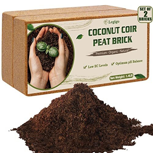Expanding Coconut Coir Brick, 2-Pack Compressed and Lightweight for Planting
