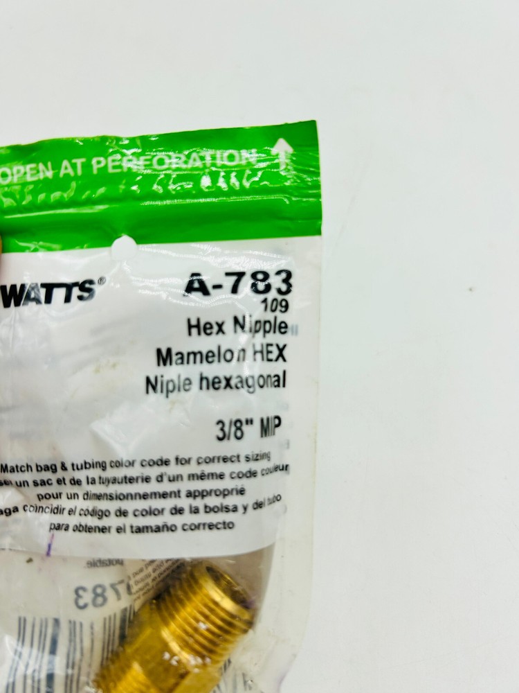 Watts A-783 3/8" Hex Nipple 3/8” MIP