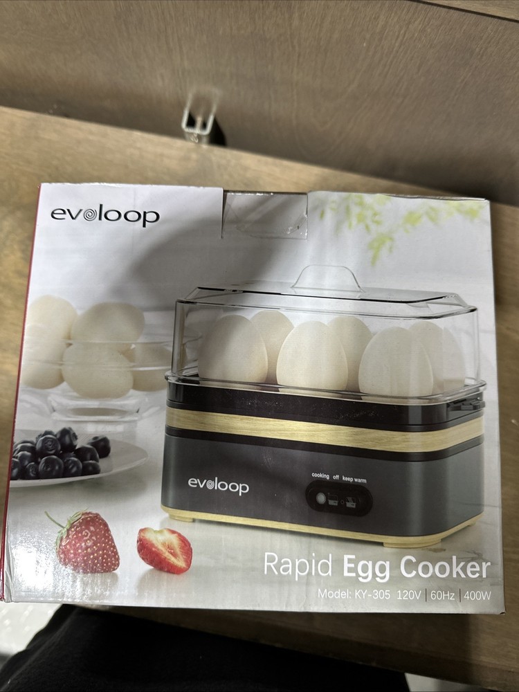 Evoloop Rapid Egg Cooker Electric 6 Eggs Capacity, Soft, Medium, Hard Boiled,...