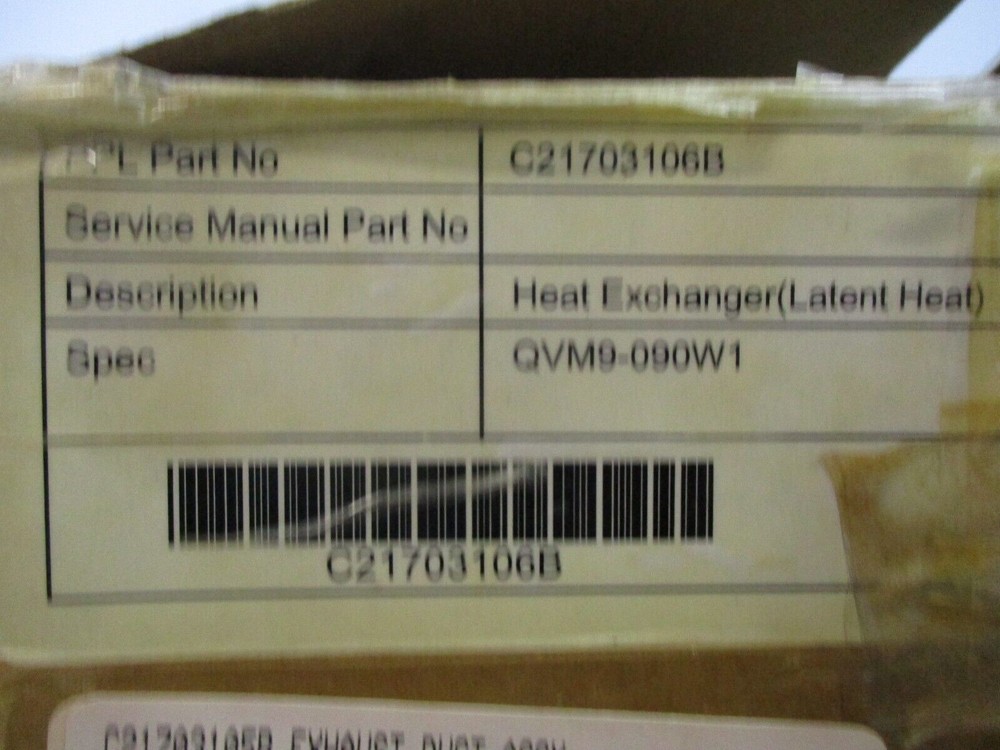 Quietside Heat Exchanger C21703106B Latent Heat New Surplus