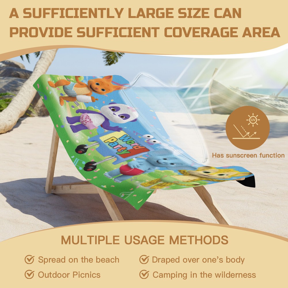 Word Party Beach Towel Quick Drying Microfiber 30"x60" Birthday Gift