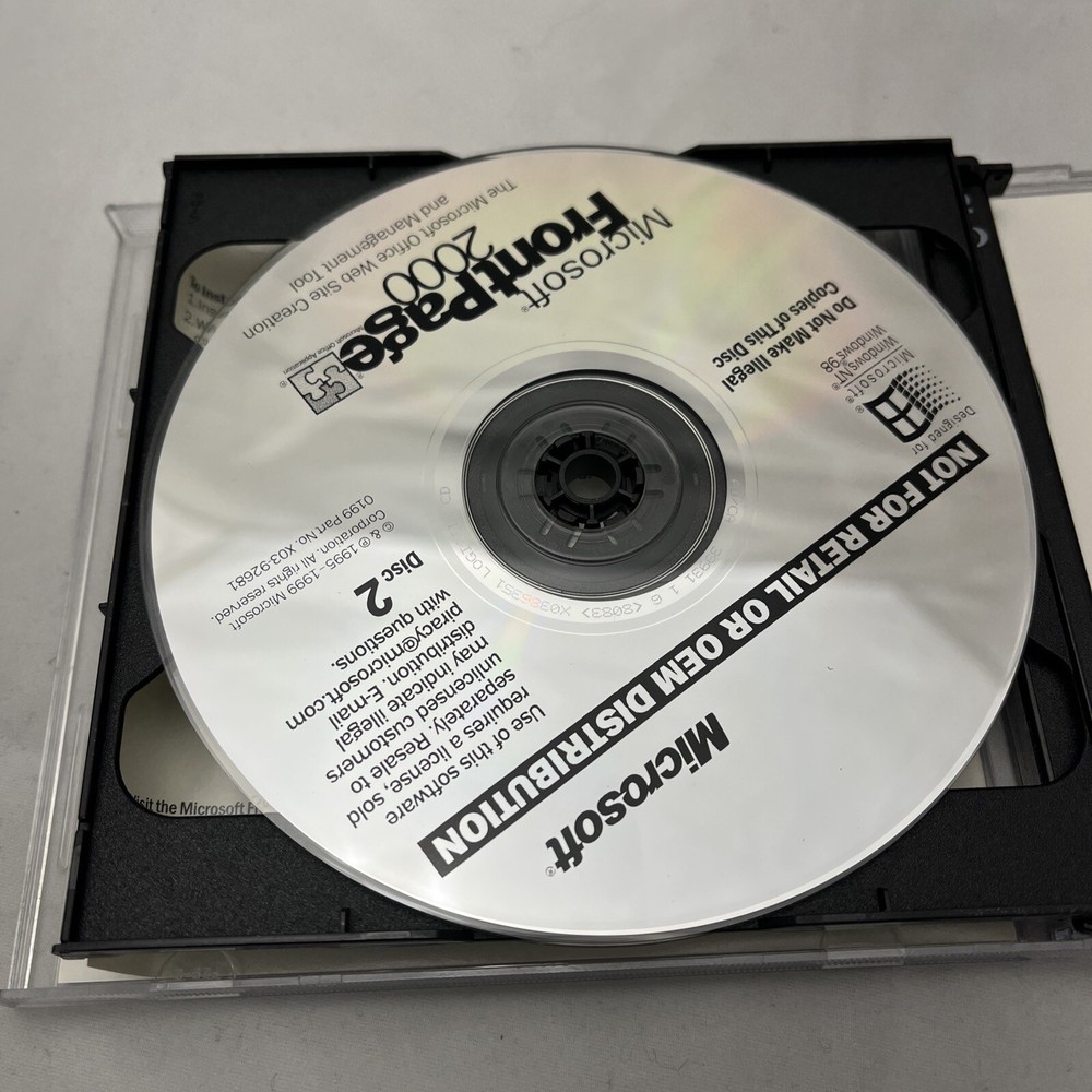 Microsoft Frontpage 2000 - Not for Retail Version Vintage Software for Windows