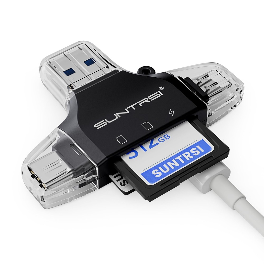 4 in 1 SD Card Reader for iPhone ipad Android Mac PC Camera,Micro black
