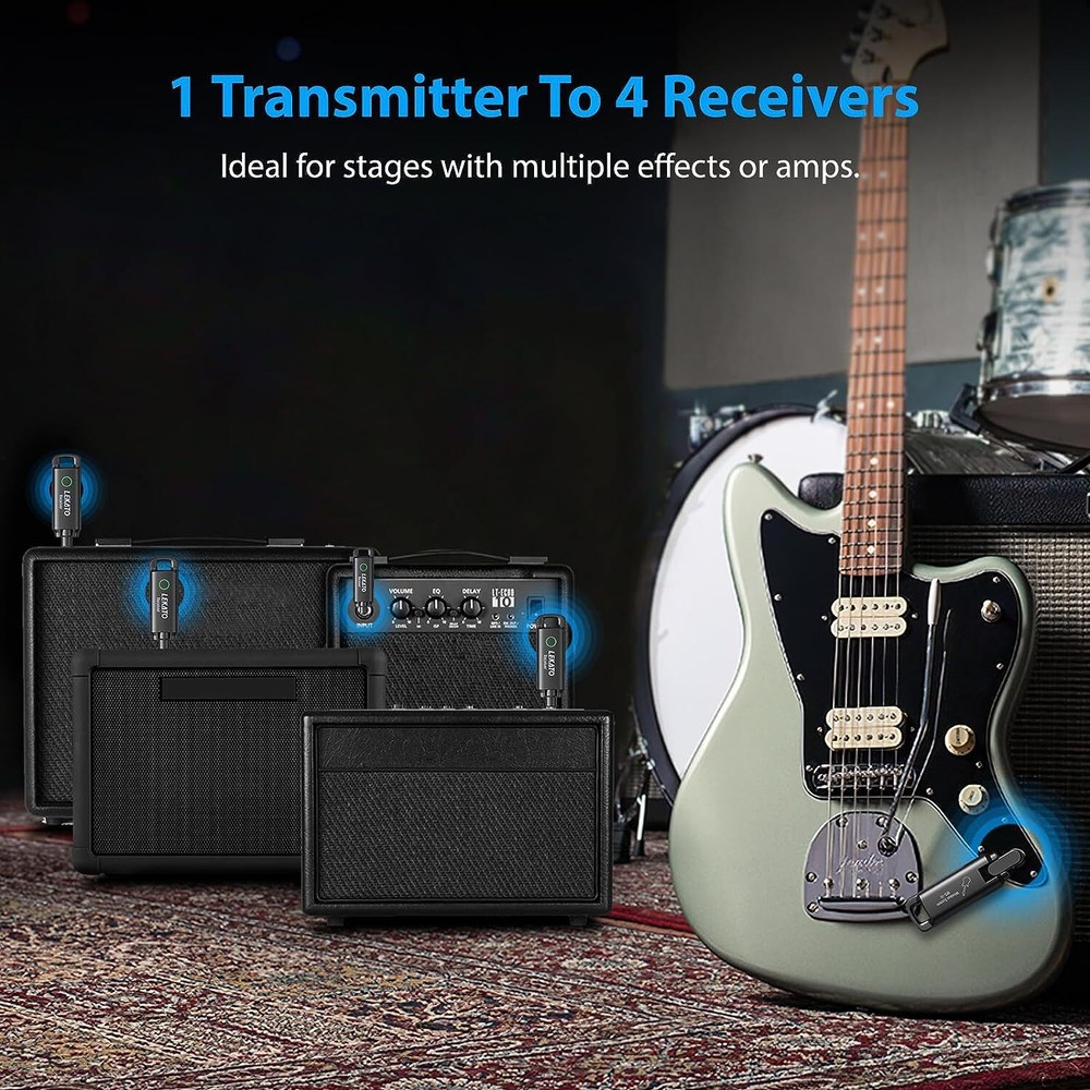 LEKATO UHF Wireless Audio Guitar System Electronic Guitar Transmitter Receiver