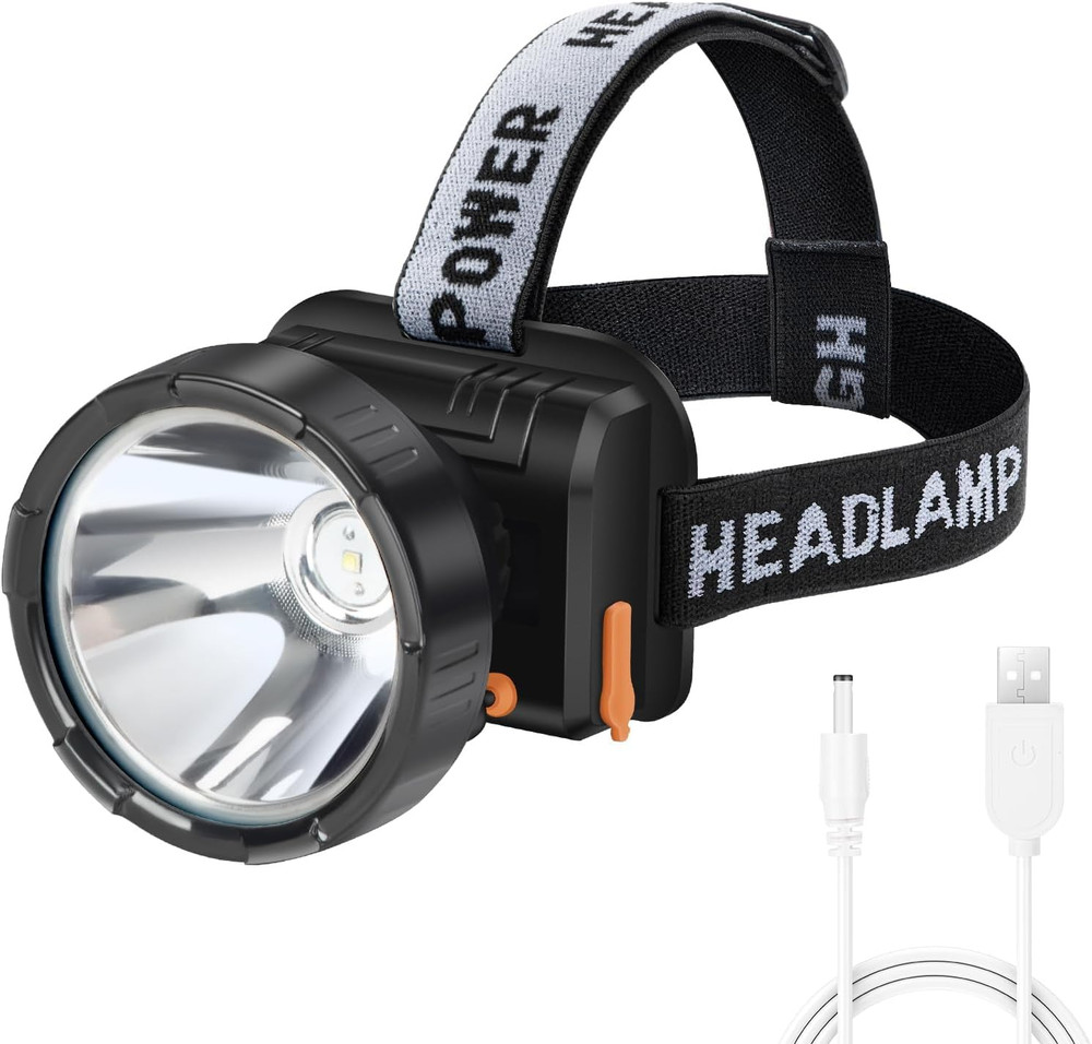 Super Bright Rechargeable Headlamp - 2 Modes LED Spotlight Flashlight