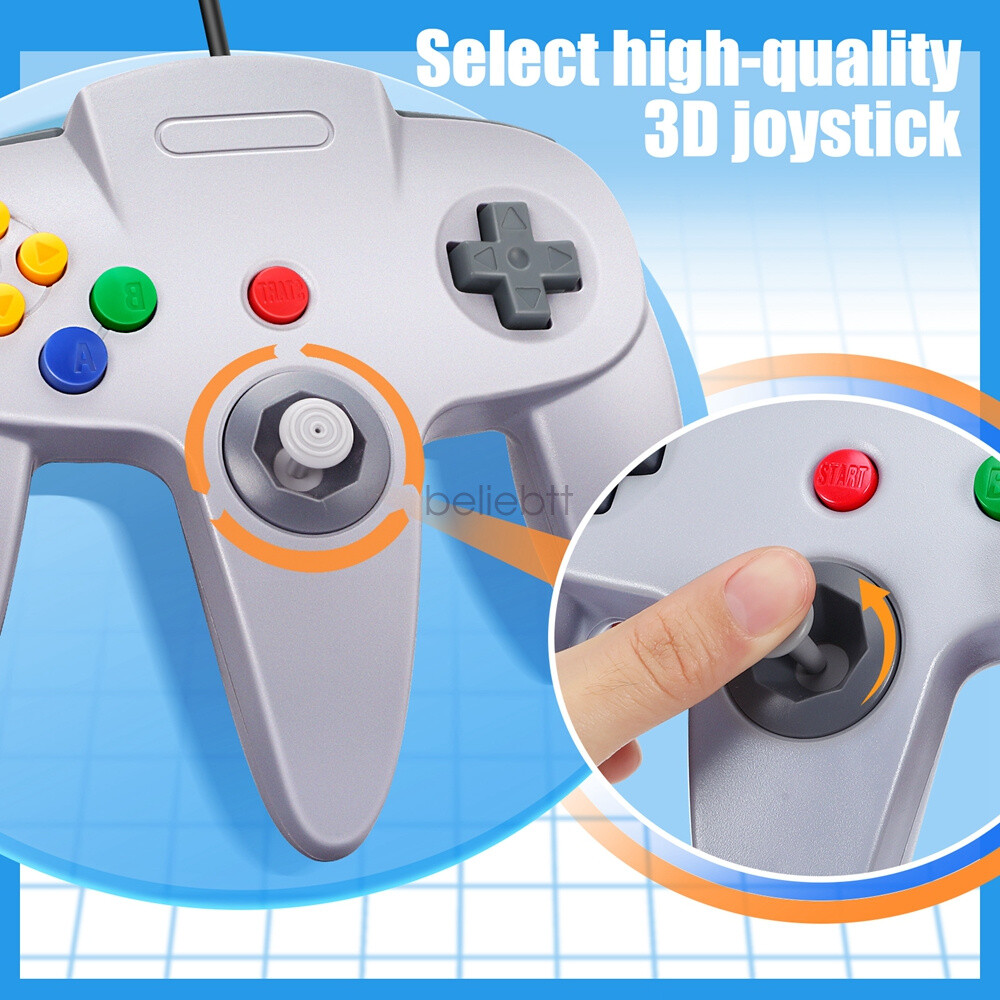 For PC/Mac/Linux N64 SNES NES USB Controller Joypad Classic Wired 64 Bit US Ship