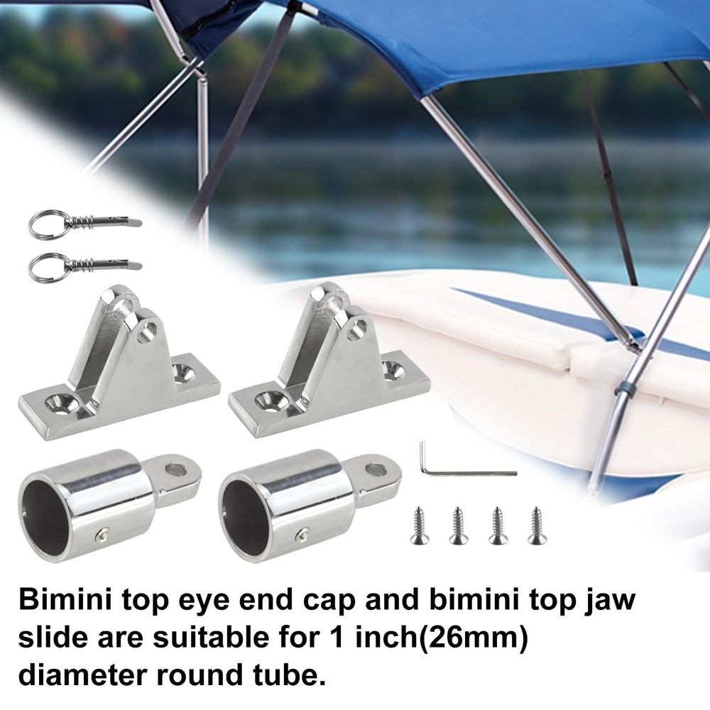 Bimini Top Hardware Kit, Deck Hinge with Quick Release Pin & Eye End Cap, 316...