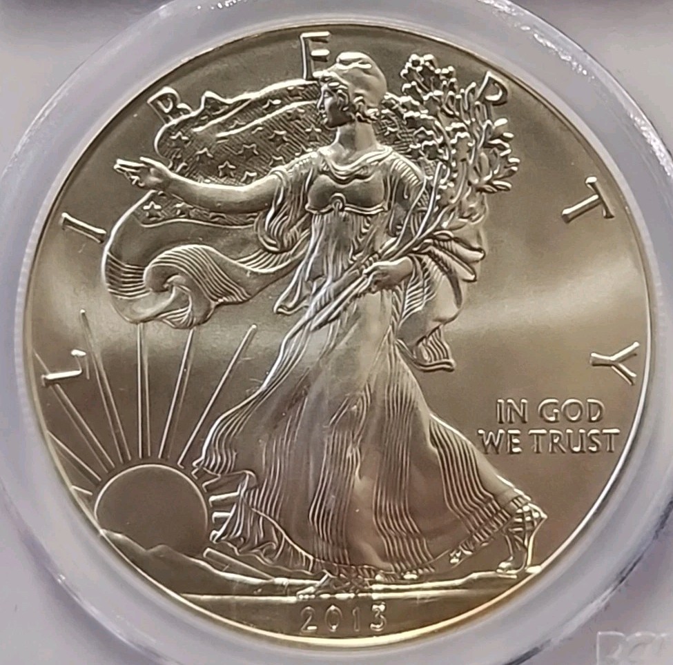 2013 - (W) PCGS MS70 AMERICAN SILVER EAGLE - FIRST STRIKE - FLAG LABEL - MS 70