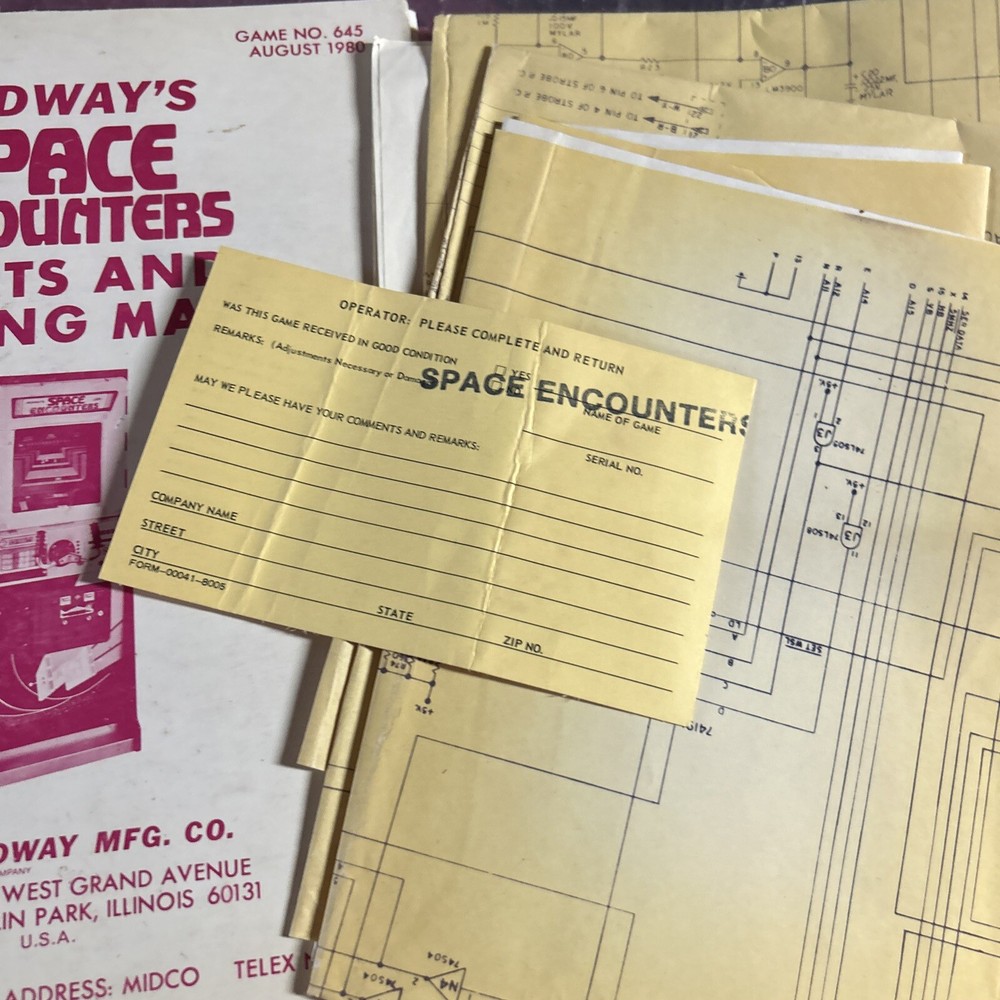 Original Space Encounters, Midway, Set, arcade video game manual