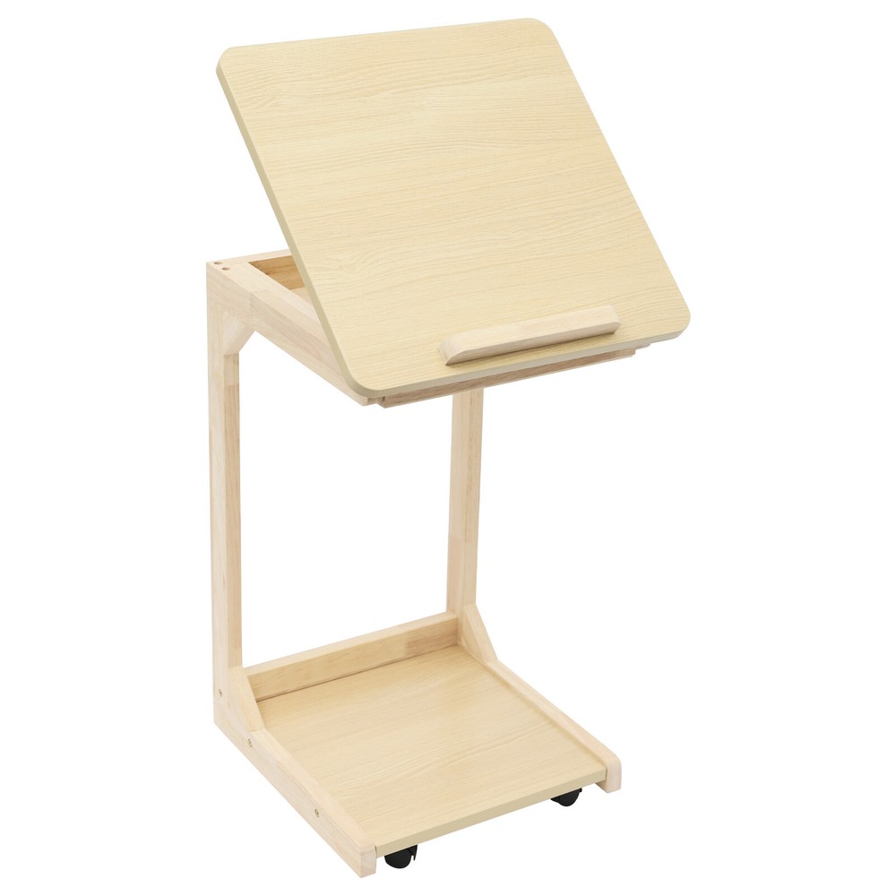 Movable Solid Wood Home Side Square Folding Coffee Side Table Adjustable Angle