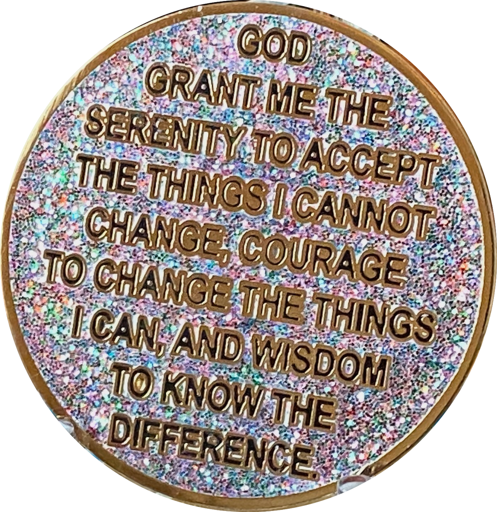 4 Year AA Medallion Funfetti Glitter Gold Sobriety Chip