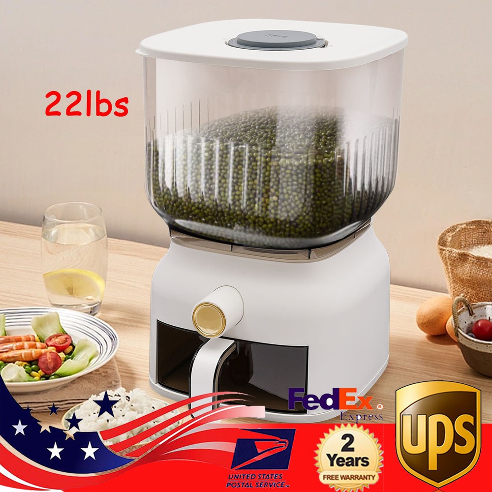 22lbs Rice Dispenser Grain Storage Container Kitchen Organizer With Rice Cup