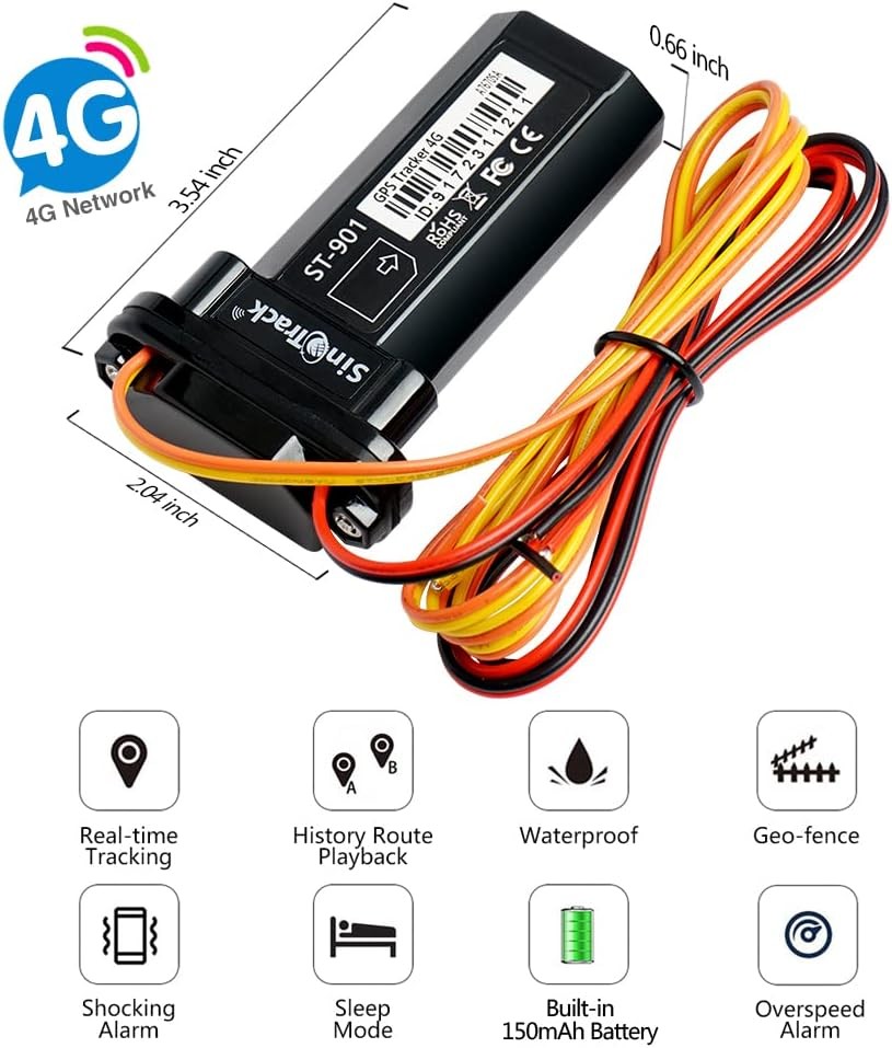 SinoTrack 4G GPS Tracker for Vehicles, ST-901L LTE Mini Tracker...