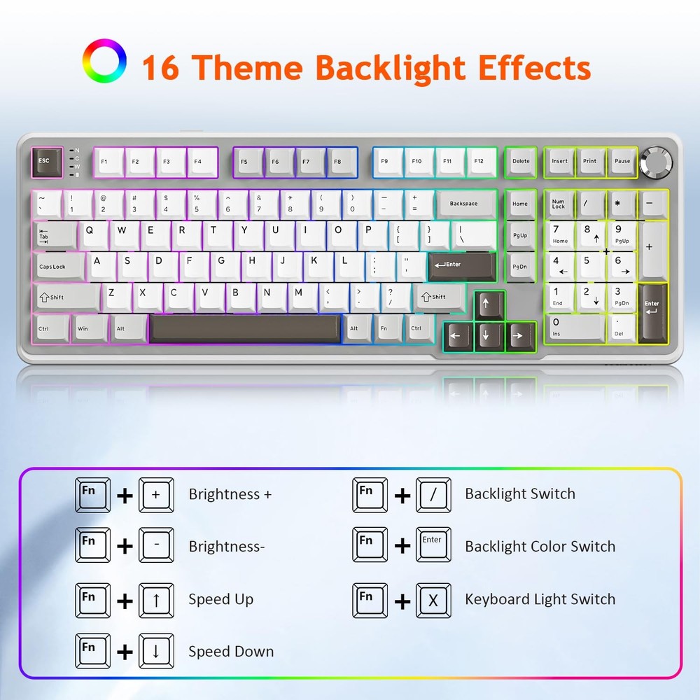 Wireless Mechanical Gaming Keyboard, Tri-Mode Connectivity (Bluetooth 5.0/2.4...