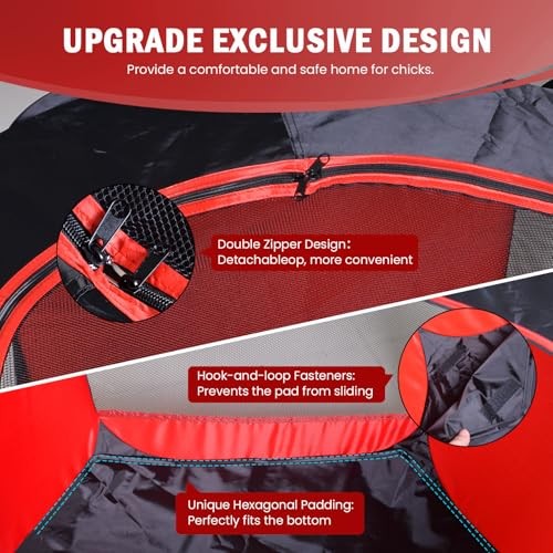 Chicken Brooder Box for Chick Starter Kit Chicken Brooder Tent,Red+Black