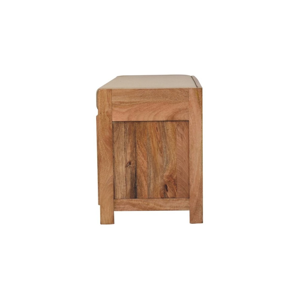 Shutter Oak-ish Shoe Bench with Cushion