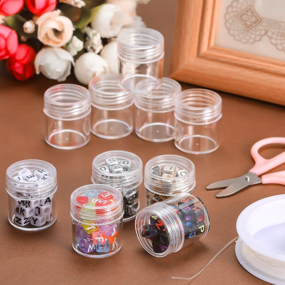 Versatile Clear Plastic Storage Box with 30 Jars - Organize Crafts & Small Items