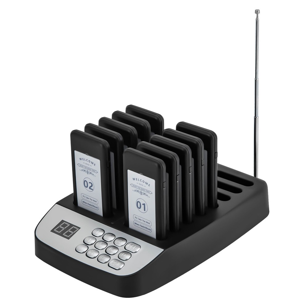 Restaurant Wire-less Pager Calling System 10Buzzer Queuing Calling Pager Waiters