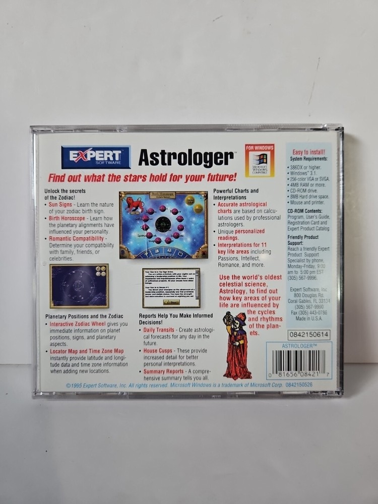 ASTROLOGER by Expert Software CD-ROM DOS/Win 95 Astrology Software 1997