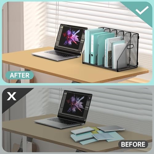 Desktop File Magazine Folder Holder 5 Vertical Compartments, 5 Compartments