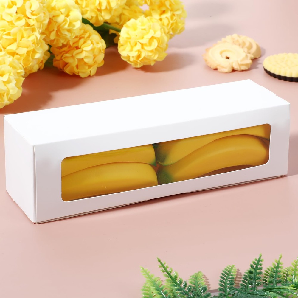 60 Pack Macaron Boxes Clear Window Small Packaging For 6 Cookie Truffle Gift
