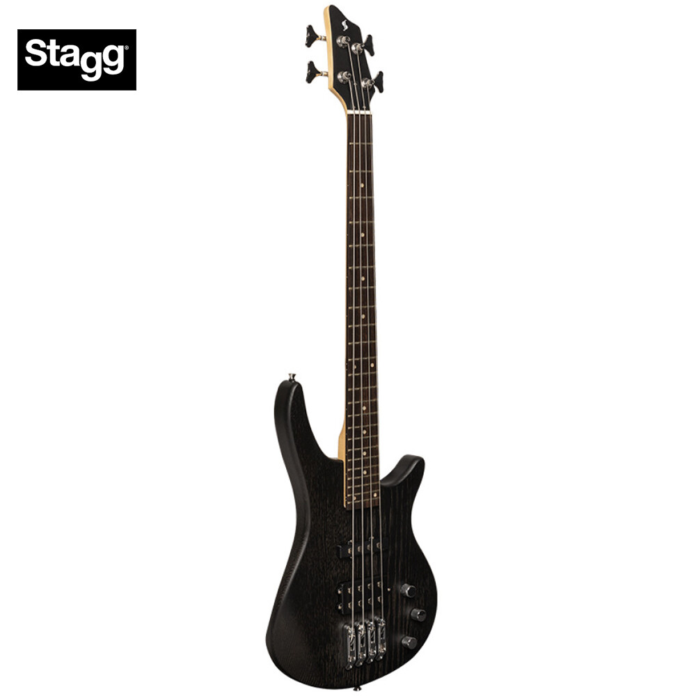 Stagg Fusion SBF-40 3/4 Size Solid Ash Body 4-String Electric Bass Black