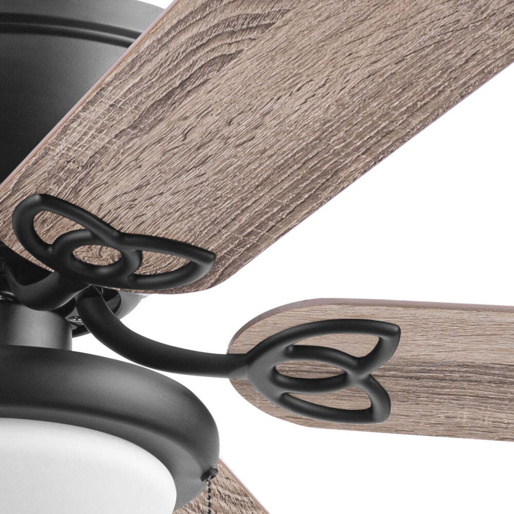 52" Black Traditional Indoor Ceiling Fan with Light