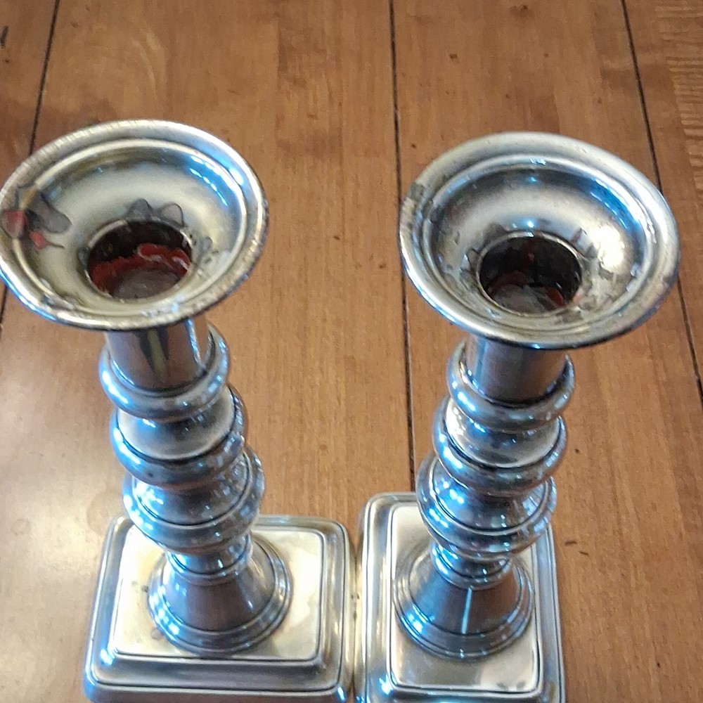 Marcus & Co. New York Sterling Silver Candlesticks Pair Monogrammed