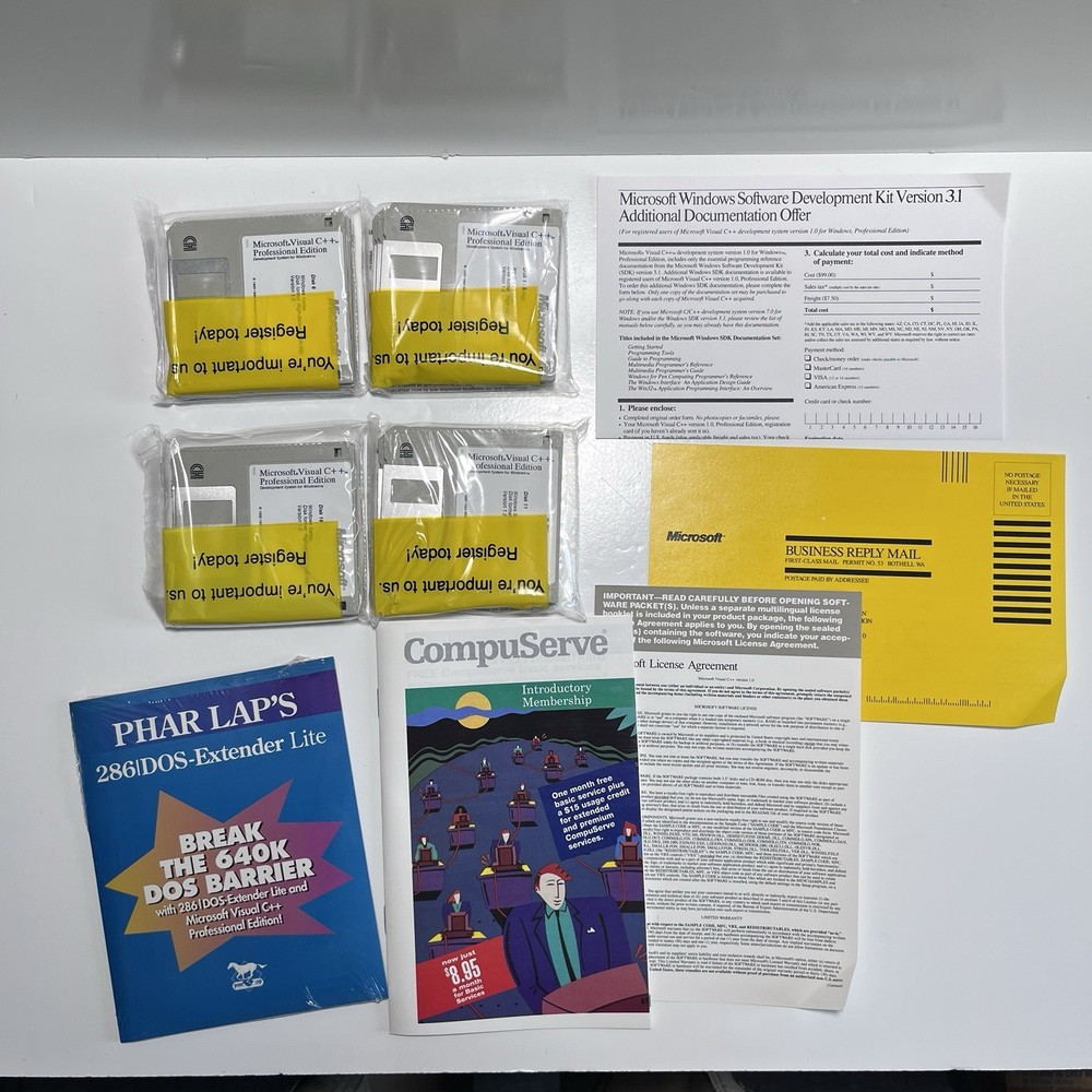 1993 MICROSOFT VISUAL C++ PROFESSIONAL EDITION BOOK SET SEALED DISKS