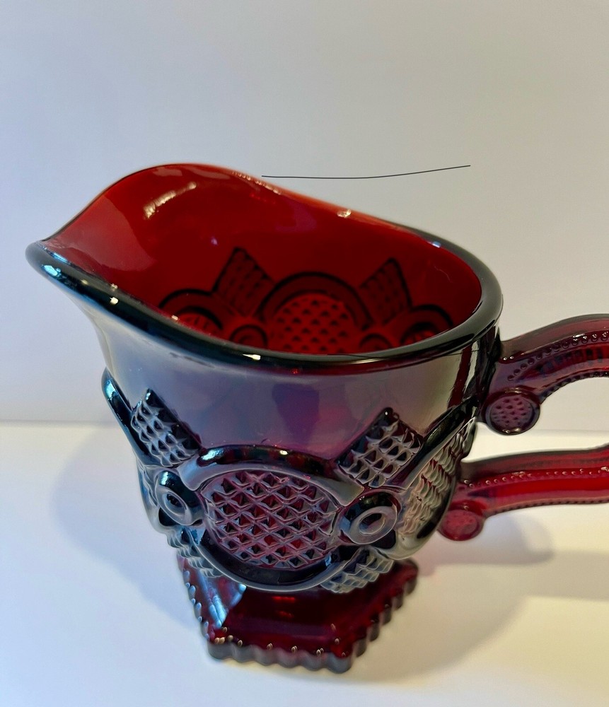 Vintage 1876 CAPE COD Collection RUBY RED Creamer AVON
