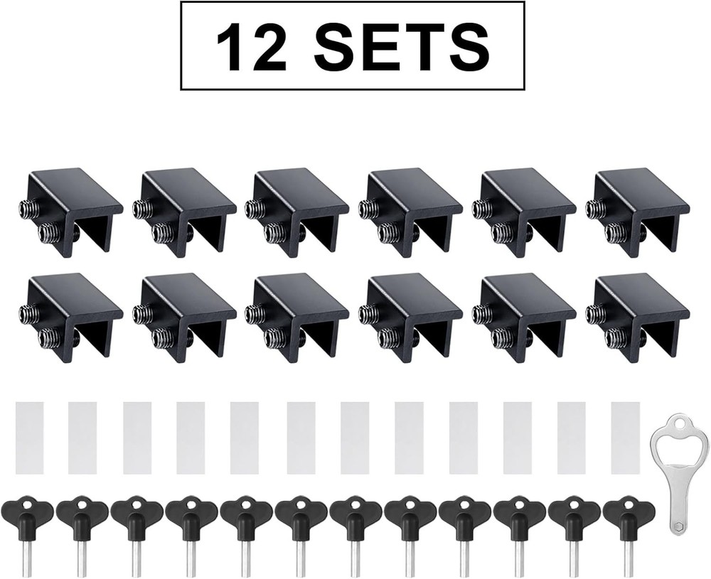 Adjustable Security Window Locks, 12 Pack - Black