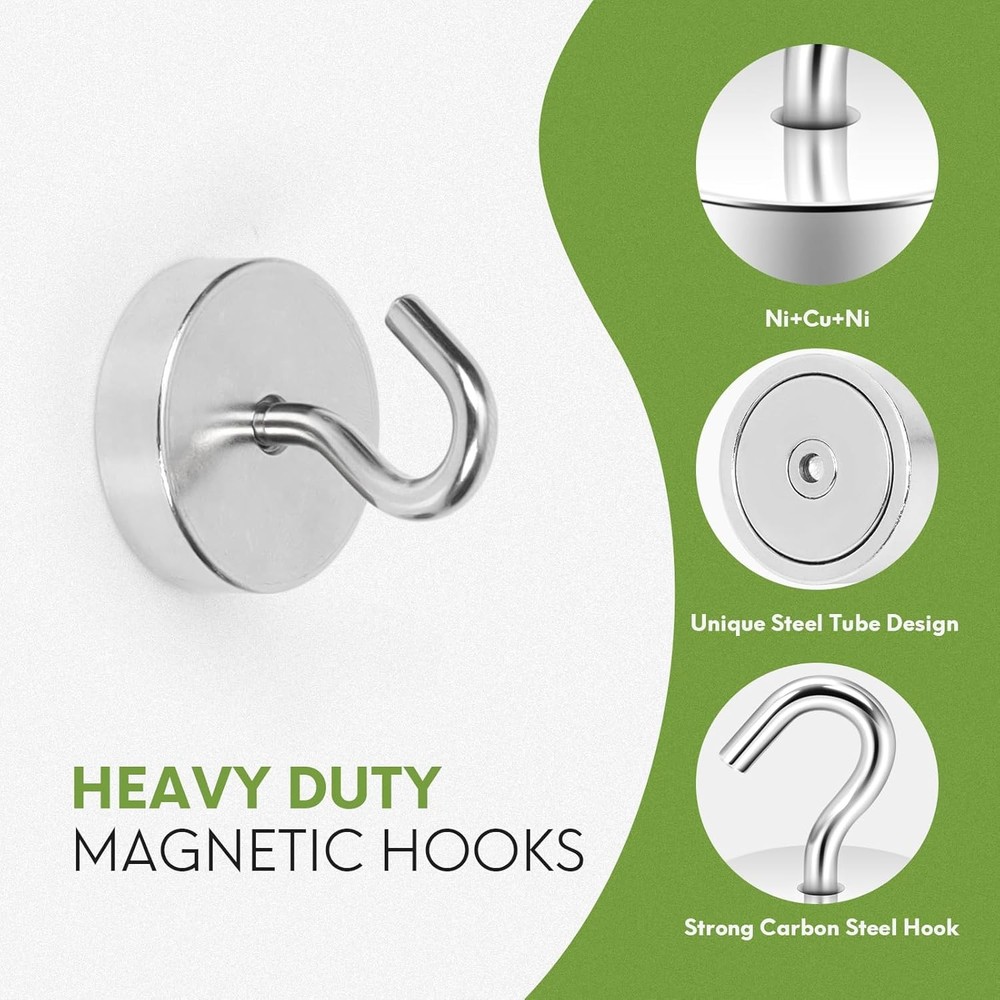 Neosmuk Magnetic Hooks, Cruise Ship Essentials, 80lb Silver